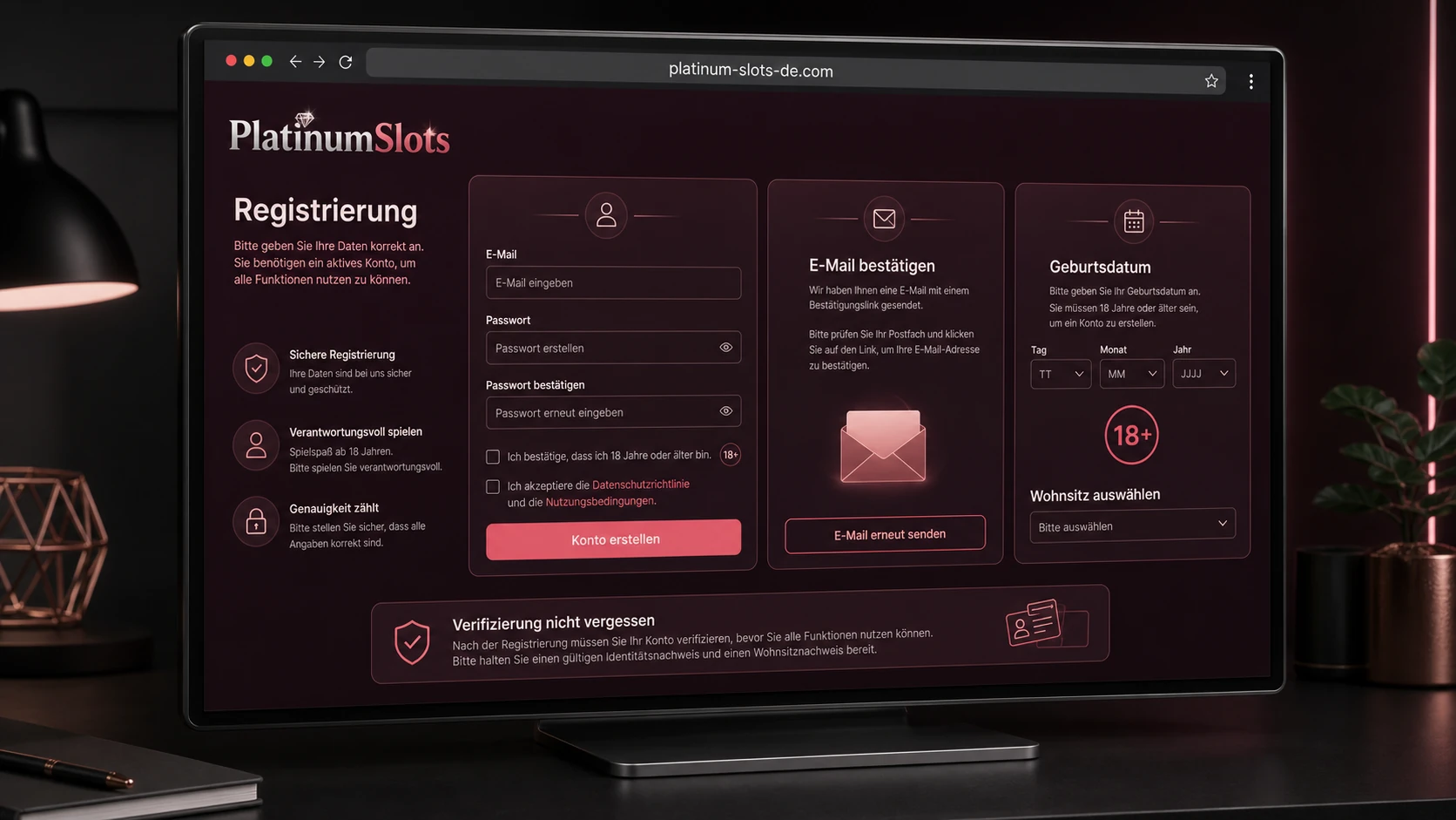 Registrierung bei PlatinumSlots